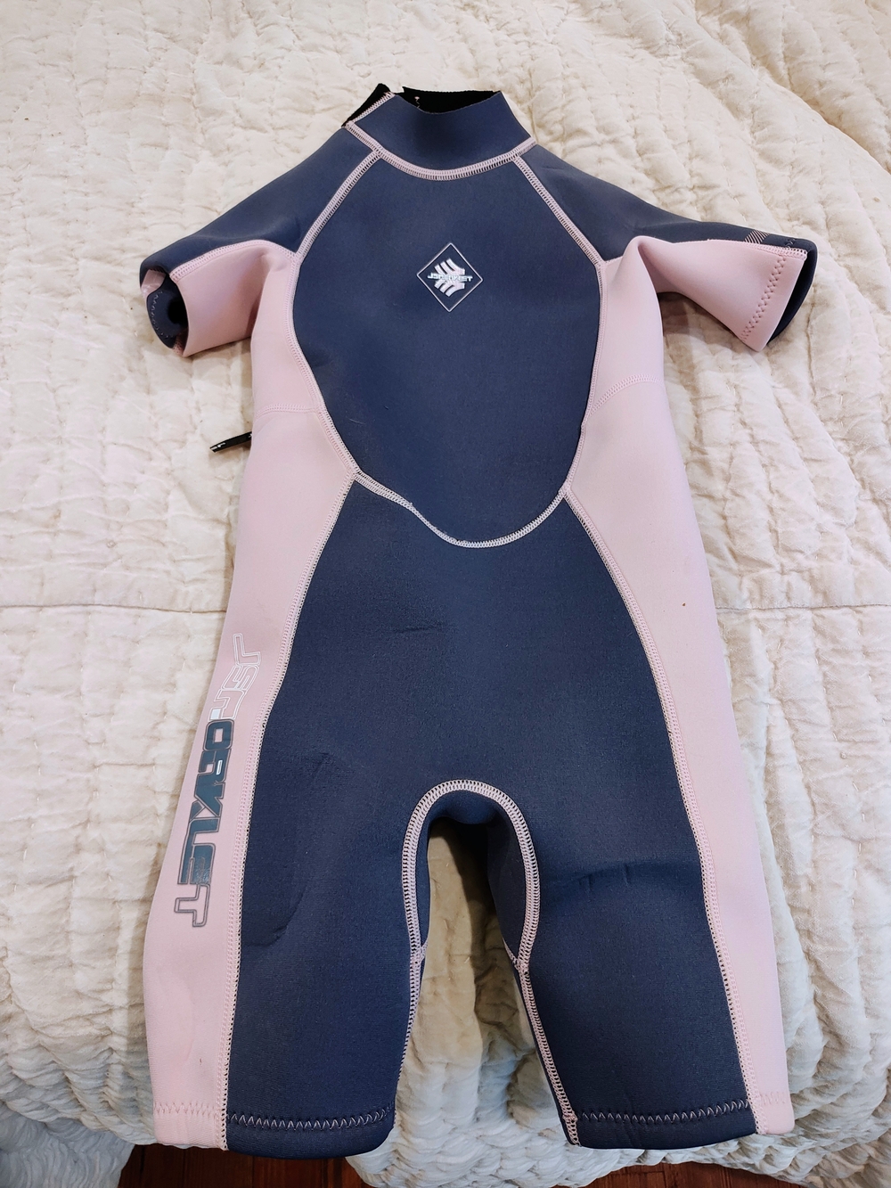 Kids Short Sleeve Wetsuit - Pink and Navy